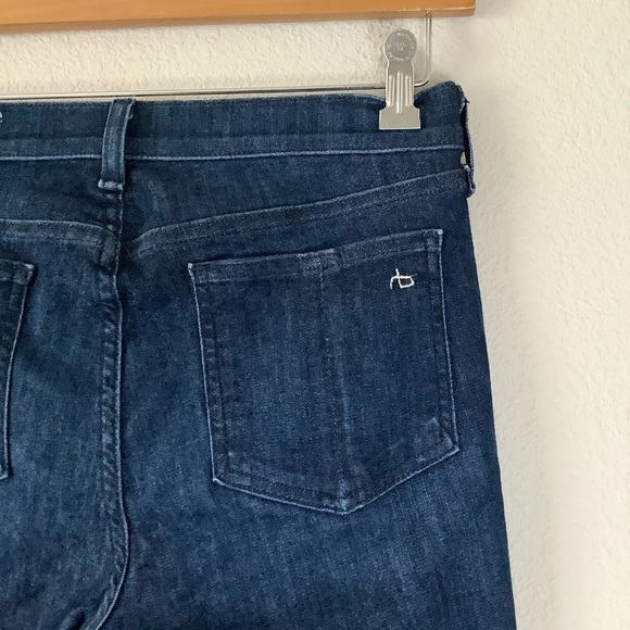 RAG & BONE Mid-Rise Ankle Skinny Jeans Slim Fit Frayed Hem Dark Wash Size 29 - Picture 6 of 9